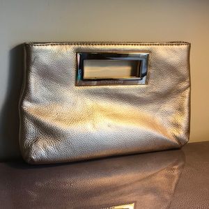 Michael Kors Gold Leather Clutch